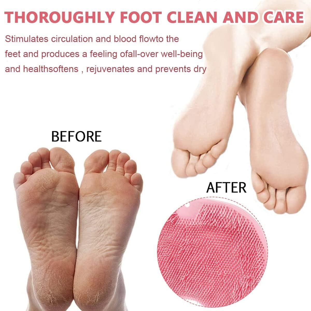 Silicone Shower Foot Scrubber Mat with Wall-Mounted Suction Cups